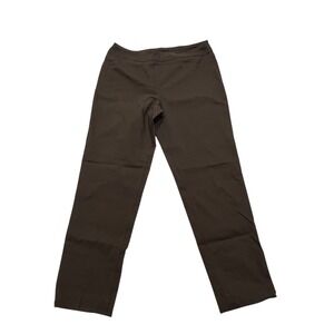 Slim Sation Multiples Women Pull On Trouser Slacks Pant Sz 14 Brown Straight Leg